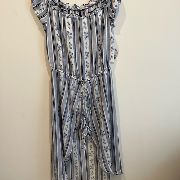 BeBop Pants - Floral Off the Shoulder Romper with Overlay